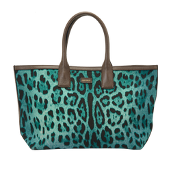 Leopard Tote, Canvas, Blue, MII, 2*